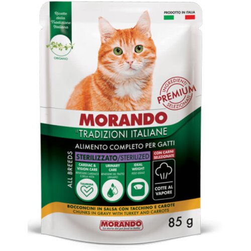 Morando Tradizioni Cat Adult Sterilized komadići puretina i mrkva u umaku 85 g Slike