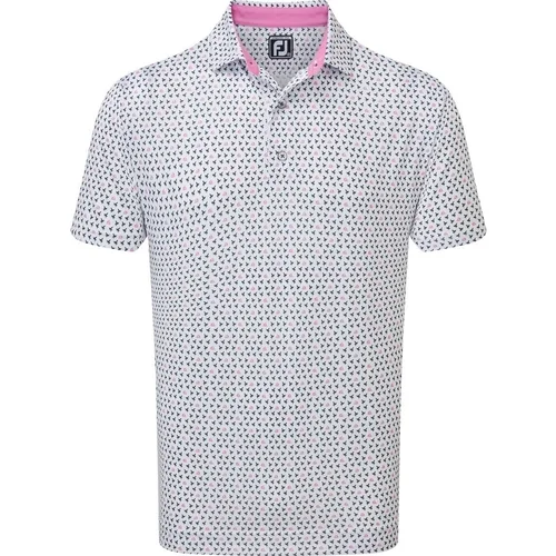 Footjoy Wasp Print Lisle White/Black/Pink L Polo majice