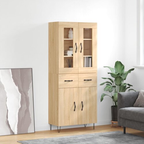 vidaXL Visoka komoda sonoma hrast 69,5x34x180 cm inženirski les Cene