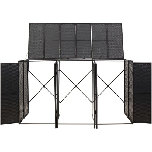 VidaXL Spremi&amp;scaron;te za 3 kante za smeće crno 207 x 80 x 117 cm poliratan Slike