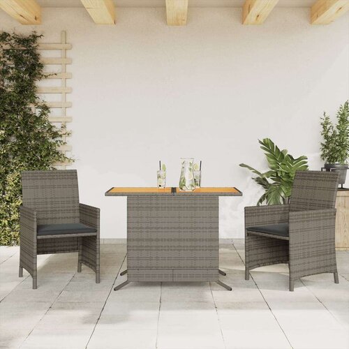 Bistro garnitura 3-delna z blazinami siv poli ratan Slike