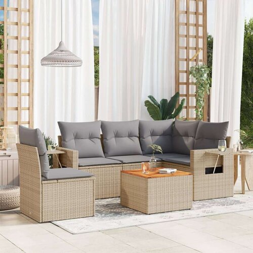 vidaXL 6-dijelni set vrtnih sofa s jastucima bež od poliratana Cijene