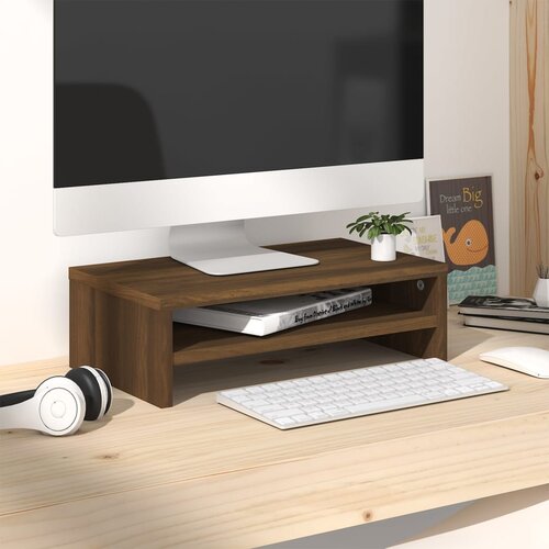 VidaXL stojalo za zaslon rjavi hrast 42x24x13 cm konstruiran les Slike