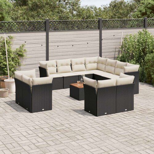 VidaXL 12-dijelni set vrtnih sofa od poliratana s jastucima crni Slike