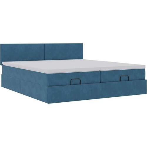 VidaXL Otomanski posteljni okvir z vzmetnicami moder 160x200 cm žamet, (21611073) Slike