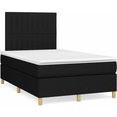 vidaXL Box spring postelja z vzmetnico črna 120x190 cm blago