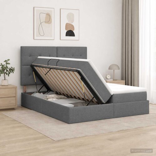  Krevet s od storage s uzglavljem Tamnosiva 180 x 200 cm Tkanina Cijene