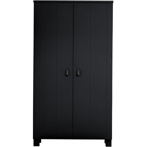 WOOOD Črna garderobna omara iz masivnega bora 111x202 cm Ties – Cene