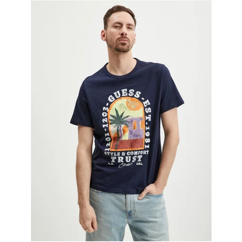 Guess Dark blue men's T-shirt Palm Window - Men