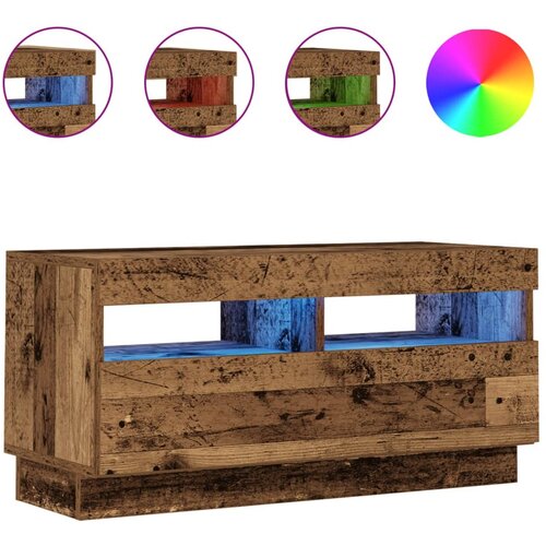 Maison Chic TV omarica - TV stojalo - Televizijska omarica z LED starinski les 80x35x40 cm inženirski les, (21699886) Slike