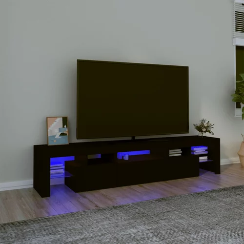 TV ormarić s LED svjetlima crni 200 x 36,5 x 40 cm