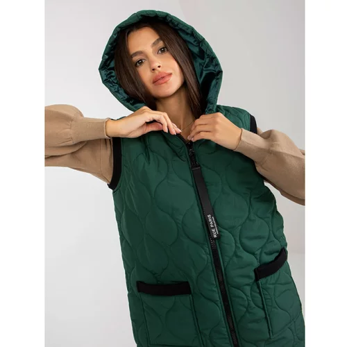 Fashion Hunters Dark green women's vest with a zip RUE PARIS