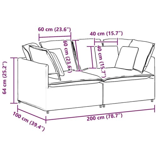  Modularna sofa s jastucima korduro tkanina svijetlo siva - Svjetlosiva Slike
