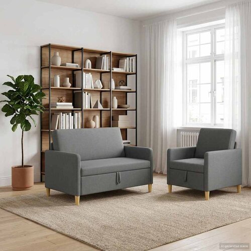  Set sofe s pohranom 2 pcs Tamnosiva Poliester Cijene