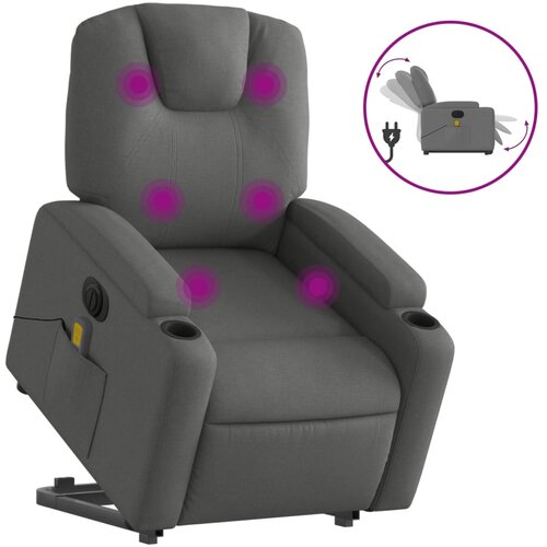 vidaXL Električni masažni naslanjač s funkcijo vstajanja temno siv, (20923851) Cene
