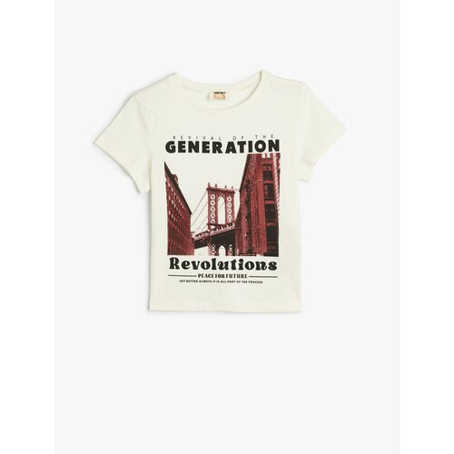 Koton T-Shirt Short Sleeve Crew Neck City Printed Cotton Cene