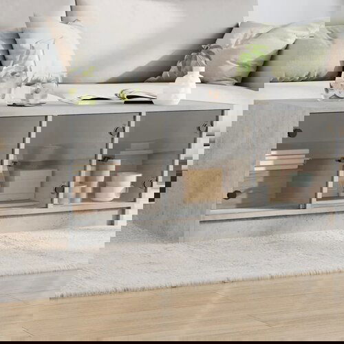  The Living Store Klubska mizica s steklenimi vrati betonsko siva 102x50x42 cm - Klubska Mizica, (21453450) Slike