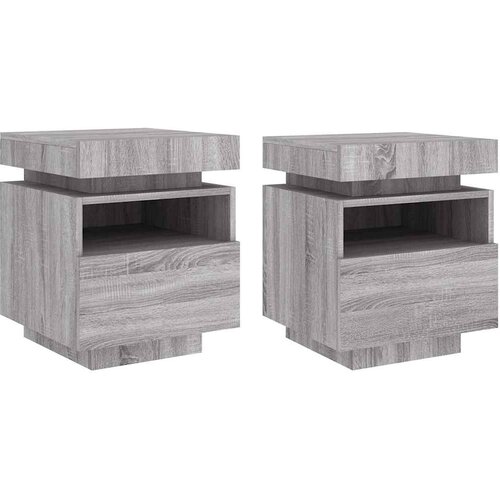  Noćni ormarići s LED svjetlima 2 kom boja hrasta 40x39x48,5 cm Slike