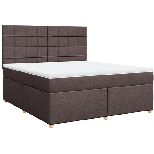 vidaXL Box spring postelja z vzmetnico temno rjava 180x200 cm blago, (21308757) Cene