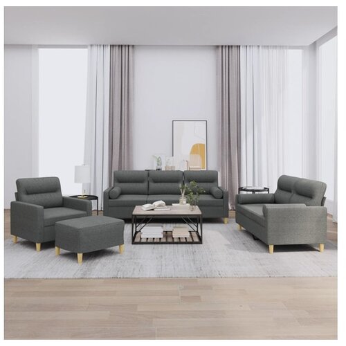 VidaXL 4-dijelni set sofa s jastucima tamnosivi od tkanine Slike