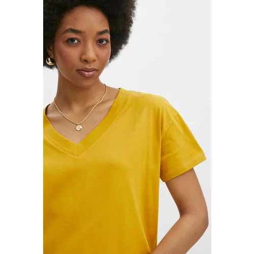 Medicine Bombažna kratka majica ženski, rumena barva