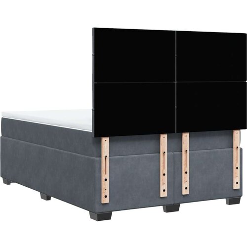 VidaXL Krevet s oprugama i madracem tamnosivi 140x190 cm bar&amp;scaron;unasti Slike