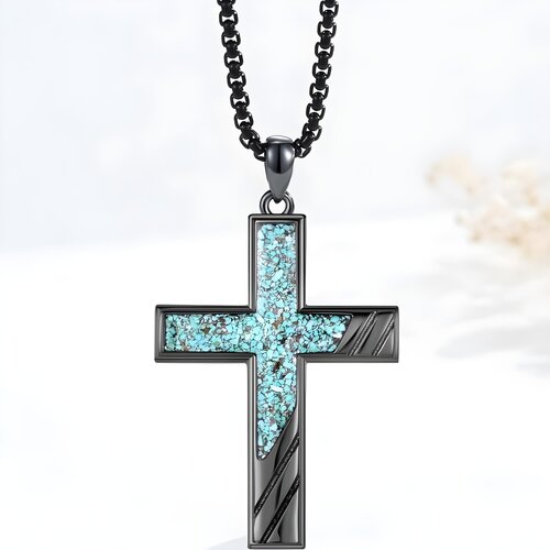 IZMAEL Ogrlica OC-38407 Cross - Plava / Crna Cijene