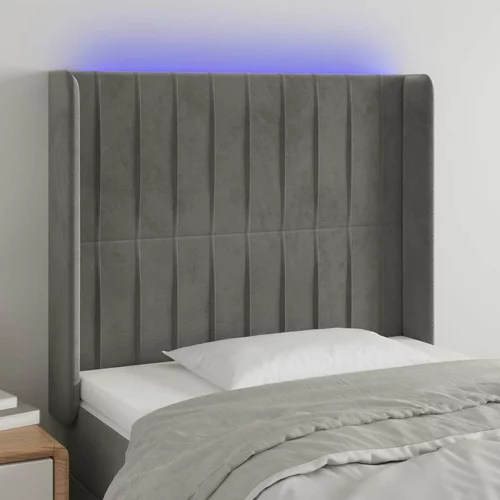  posteljno vzglavje svetlo sivo 93x16x118/128 cm žamet, (20793626)