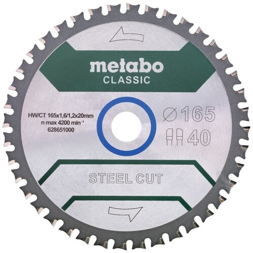 Metabo list za krožno žago steelcutclassic 165x20 Z40 fz/fa 4&amp;deg; /b (628651000) Slike
