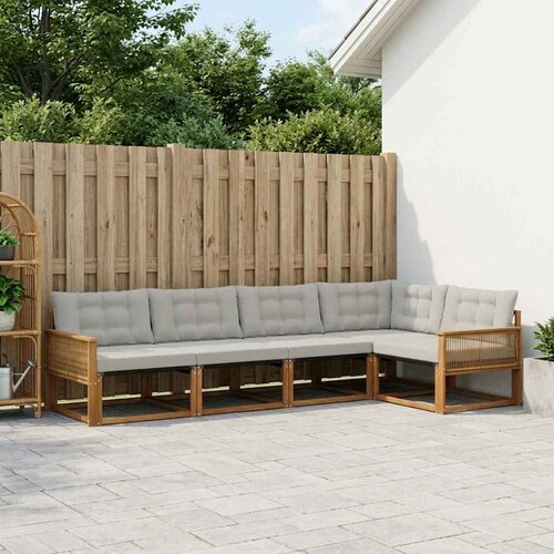  Set vanjskih sofa 5 kom. Prirodna i svjetlosiva Cene