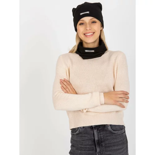 Fashion Hunters Black two-piece winter set with a hat