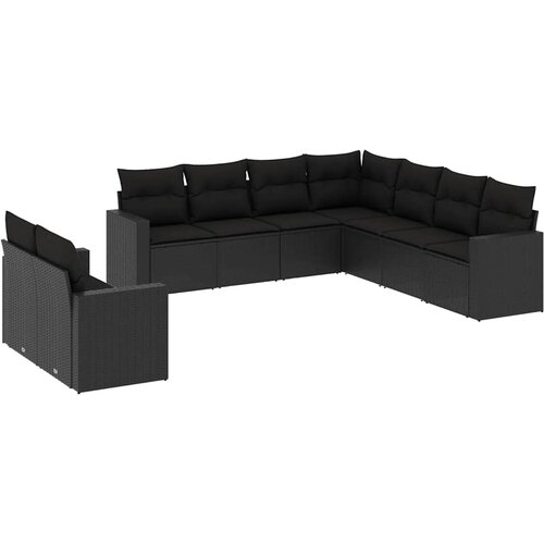  9-dijelni set vrtnih sofa s jastucima crni od poliratana Crna 66 x 62 x 69 cm Slike