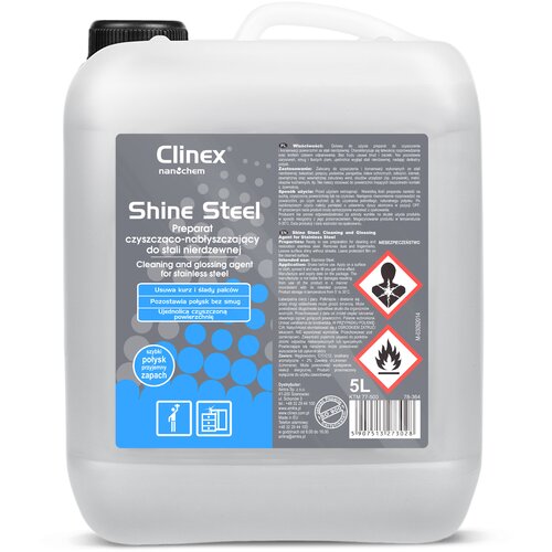 Clinex Shine Steel 5L pripravek za čiščenje in poliranje pohištva in aparatov iz nerjavečega jekla, (21389337) Cene