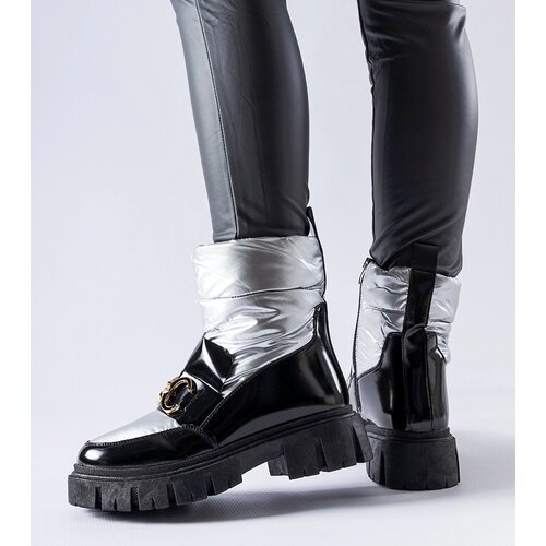 Gemre Black-silver lacquered snow boots Winter Cene