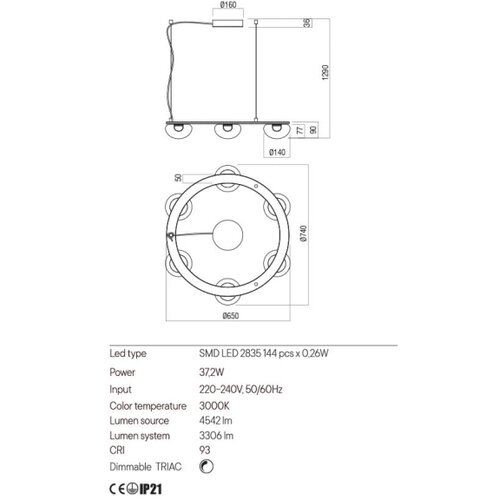  Redo 01-3247- LED prigu&amp;scaron;iva luster na sajli SINCLAIR LED/37,2W/230V CRI 93 IP21 Slike