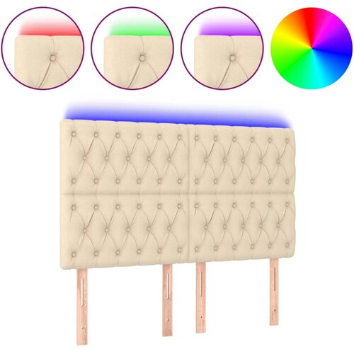  LED uzglavlje krem 160x7x118/128 cm od tkanine Slike