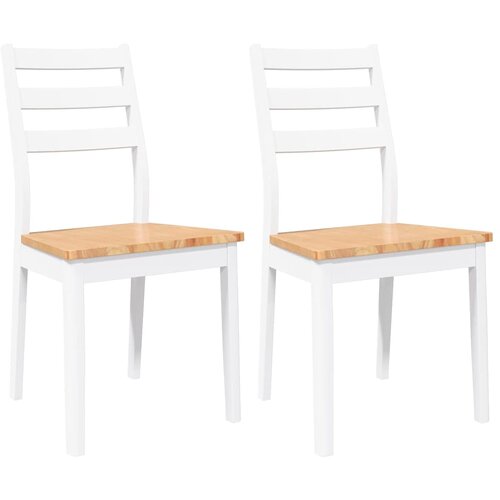 Maison Chic Jedilni stoli - Vzorci stoli 2 kosa bele masivne lesene gume A186, (22032437) Cene