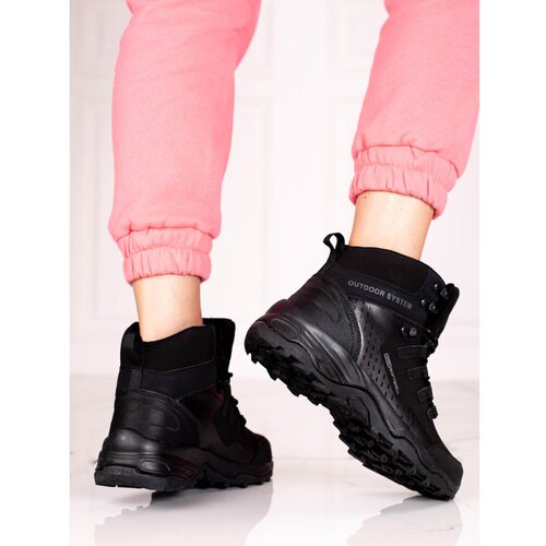 DK Comfortable women&amp;#039;s trekking shoes with high upper black Slike