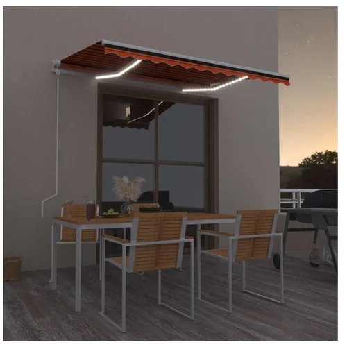  Avtomatska tenda LED + senzor 300x250 cm oranžno/rjava