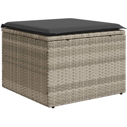 vidaXL vrtni stolček z blazino svetlo siv 55x55x37 cm poli ratan Cene