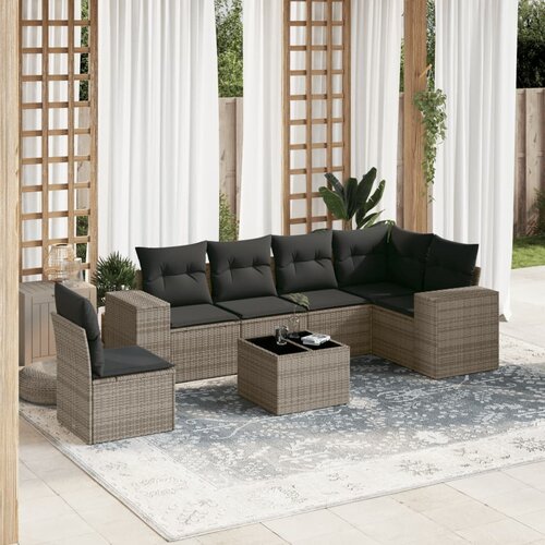 vidaXL 7-dijelni set vrtnih sofa sivi od poliratana Cijene