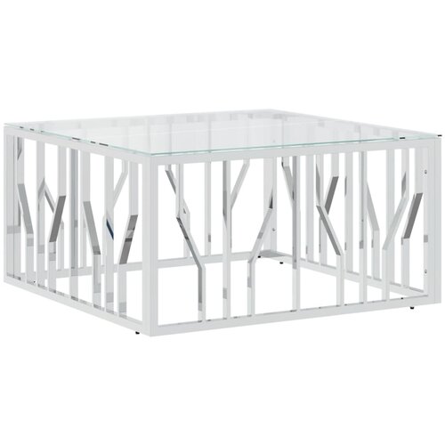 Maison Chic Klubska mizica - kavna mizica - Nizka mizica 80x80x40 cm nerjaveče jeklo in steklo, (21755035) Cene