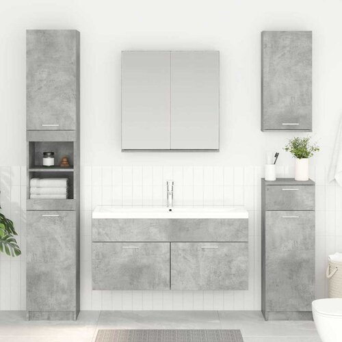 vidaXL Omarica za umivalnik z vrati Betonsko siva 38,5 x 100 x 46 cm Cene