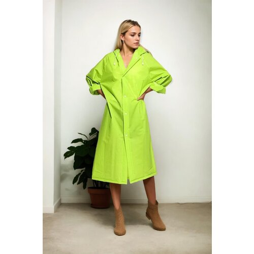 Dewberry 89762 Waterproof Windproof Womens Raincoat-PEANUT GREEN Cene
