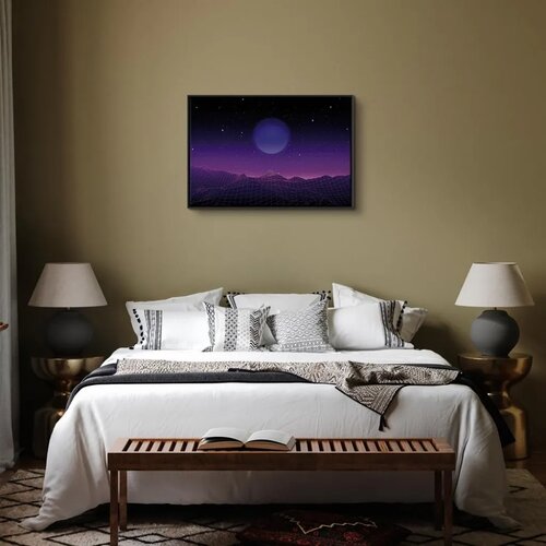  Slika - Futuristic landscape 2 (1 Part) Wide 120x80 U crnom drvenom okviru Slike