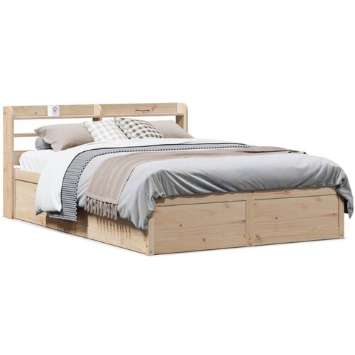 VidaXL Okvir kreveta s uzglavljem 120x190 cm od borovine Slike