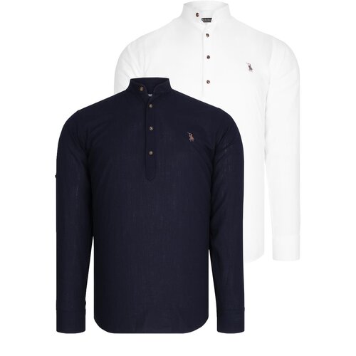 Dewberry DOUBLE SET G783 JUDGE COLLAR SHIRT-WHITE-NAVY BLUE Cijene