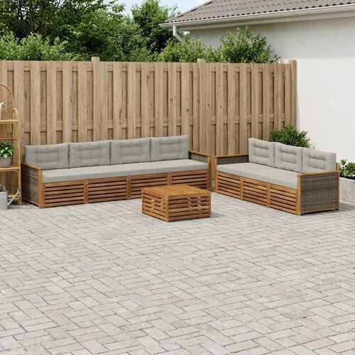  Set vanjskih sofa 8 kom. Prirodna i svjetlosiva Smeđa 79 x 79 x 37 cm Slike