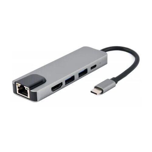 Gembird USB Type-C 5-in-1 multi-port adapter (Hub + HDMI + PD + LAN) Cene