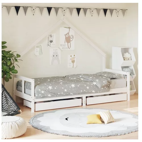 vidaXL Okvir za dječji krevet s ladicama bijeli 80x200 cm od borovine